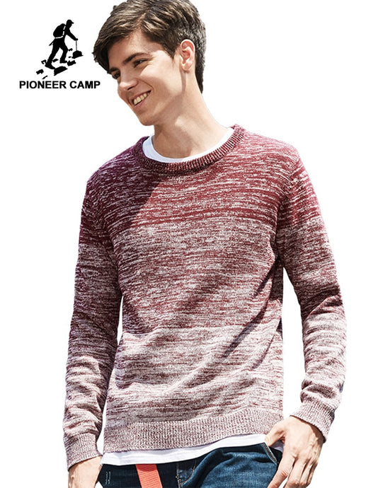 Pioneer Camp 2018 men sweater brand clothing knitted gradient pullover male top quality 100% cotton AMS702429