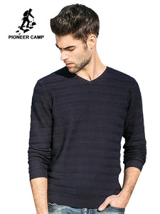 Pioneer Camp 2018 new arrival fashion spring autumn men sweater v-neck knitwear casual pullover hot sale slim fitness 655106