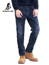 Load image into Gallery viewer, Pioneer Camp winter thick jeans men brand clothing warm fleece inside denim pants male quality heavyweight dark blue ANZ803164