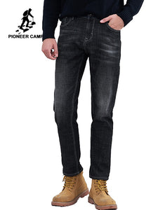 Pioneer camp new winter warm jeans men brand clothing casual solid fleece jeans male cotton quality trousers jeans men ANZ803163