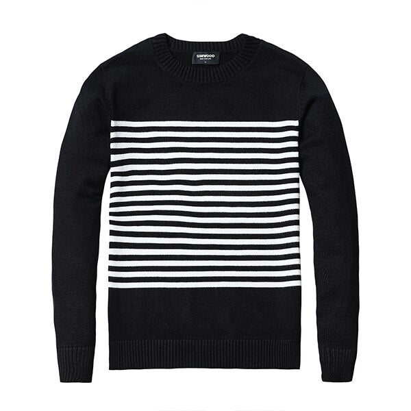 SIMWOOD 2019 Spring Winter Sweater Men Slim Fit Casual Striped Pullovers Fashion Plus Size Knitted Wool Sweater Clothes 180463