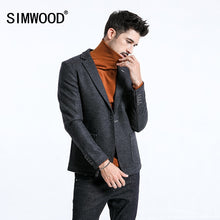 Load image into Gallery viewer, SIMWOOD 2019 Winter Smart Casual Blazers Men Single Button Mix Wool Jacket Fashion High Quality Coats Male Suits Clothes 180389