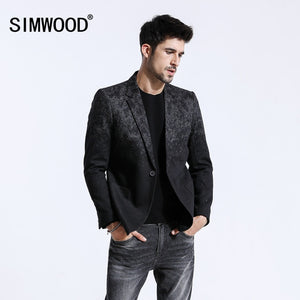 SIMWOOD 2019 Winter New Mix Wool Blazers Men Fashion Print Suits Male Single Button Jackets High Quality Coats Clothes XZ6109