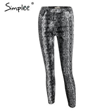 Load image into Gallery viewer, Simplee Snake print denim skinny jeans women Streetwear high waist elastic female pants Korean punk pencil winter trousers 2018