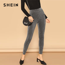 Load image into Gallery viewer, SHEIN Silver Glamorous Elastic Waist Sparkle Maxi Leggings Spring Women Streetwear Casual stretchy Solid Leggings Pants