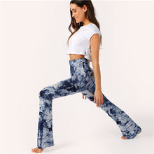 Load image into Gallery viewer, SHEIN Boho Multicolor High Waist Wide Waist Tie Dye Flare Pants Long Trousers Women Spring 2019 Casual High Street Skinny Pants