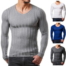 Load image into Gallery viewer, 2019 Men Autumn Casual Sweater Plus Size Slim Fit Knitted Basic Sweaters Long Sleeve V Neck Fashion Mens Warm Sweaters Muscle