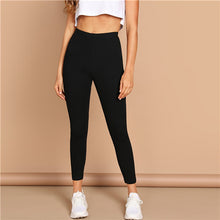 Load image into Gallery viewer, SHEIN High Waist Solid Casual Leggings Women 2019 Spring Autumn Stretchy Fitness Midi Waist Skinny Basics Crop Leggings