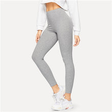 Load image into Gallery viewer, SHEIN High Waist Solid Casual Leggings Women 2019 Spring Autumn Stretchy Fitness Midi Waist Skinny Basics Crop Leggings