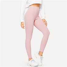 Load image into Gallery viewer, SHEIN High Waist Solid Casual Leggings Women 2019 Spring Autumn Stretchy Fitness Midi Waist Skinny Basics Crop Leggings