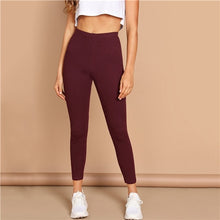 Load image into Gallery viewer, SHEIN High Waist Solid Casual Leggings Women 2019 Spring Autumn Stretchy Fitness Midi Waist Skinny Basics Crop Leggings