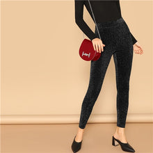 Load image into Gallery viewer, SHEIN Silver Glamorous Elastic Waist Sparkle Maxi Leggings Spring Women Streetwear Casual stretchy Solid Leggings Pants