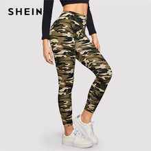 Load image into Gallery viewer, SHEIN Camo Print Leggings Women Leggings 2019 Casual Style Spring Summer Autumn Stretchy Fitness Crop Leggings