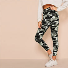 Load image into Gallery viewer, SHEIN Camo Print Leggings Women Leggings 2019 Casual Style Spring Summer Autumn Stretchy Fitness Crop Leggings