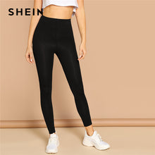 Load image into Gallery viewer, SHEIN Elastic Waist Solid Leggings 2019 Black Red Spring Autumn Stretchy Solid Leggings Sexy Womens Clothing Workout Leggings